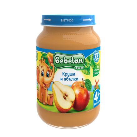 BEBELAN Плодово пюре круши и ябълки 4+, 190г
