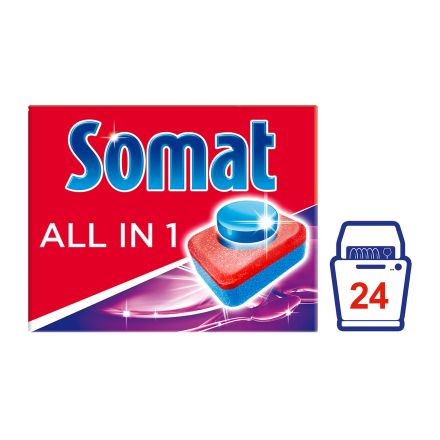 SOMAT ALL IN 1 8 ACTIONS POWERFUL CLEANING Таблетки за съдомиялна, 24 бр. SOMAT ALL IN 1 8 ACTIONS POWERFUL CLEANING Таблетки за съдомиялна, 24 бр.