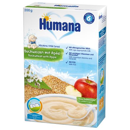 HUMANA Млечна инстантна каша Елда и ябълки 6+ месеца, 200 г