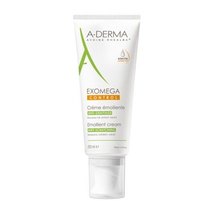 A-DERMA  EXOMEGA CONTROL Емолиентен крем за лице и тяло за много суха и атопична кожа, 200 мл.