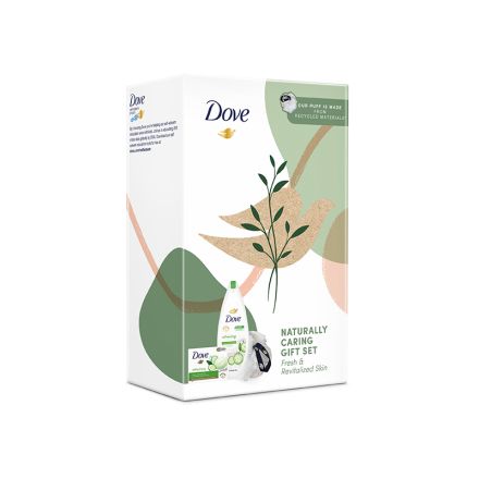 DOVE FRESH TOUCH Комплект Сапун 90 г + Душ гел 250 мл + Гъба за баня, 1 бр. 