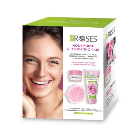NATURE ROSES Комплект Хидратиращ крем за лице, 50 мл + Крем за ръце, 75 мл + панделка 