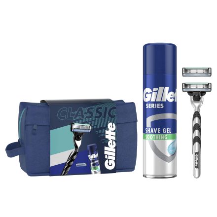 GILLETTE MACH 3 Система за бръсненес 2 ножчета   + Гел за бръснене, 200мл + несесер