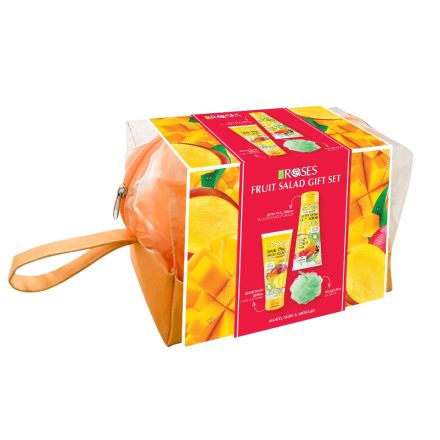 FRUIT SALAD MANGO Комплект Душ гел за тяло, 200 мл + Маска за коса, 200 мл + Панделка а баня + несесер 