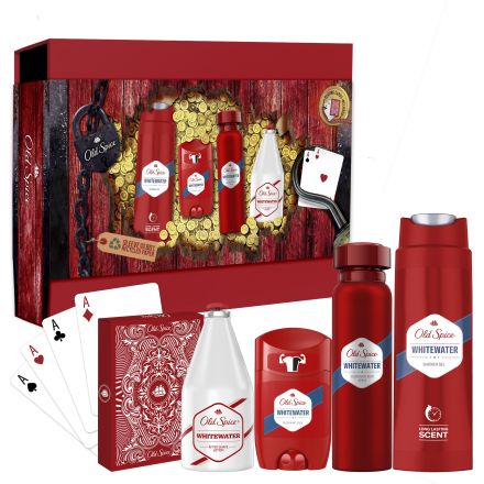 OLD SPICE WHITEWATER Комплект  Стик, 50 мл + Део спрей, 150 мл + Душ гел, 250 мл + Афтършейв, 100 мл + Карти за Игра
