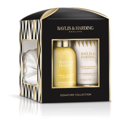 BAYLIS &HARDING SWEET MANDARIN & GRAPEFRUIT Комплект  Душ гел, 100 мл +  Лосион за тяло, 50 мл  + гъба за баня