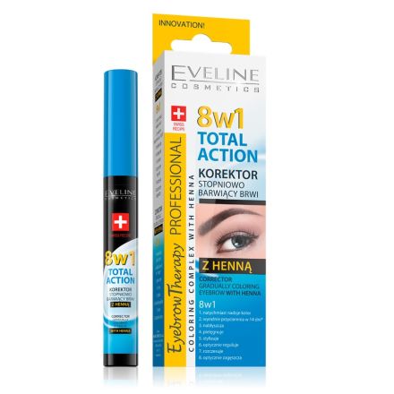 EVELINE THERAPY PROFESSIONAL Коректор за вежди с кана Total Action 8 в 1, 9 мл