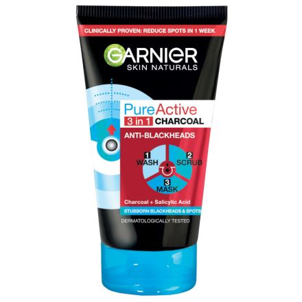 GARNIER PURE ACTIVE 3В1 CHARCOAL Почистващ гел + пилинг + маска 150 мл. 