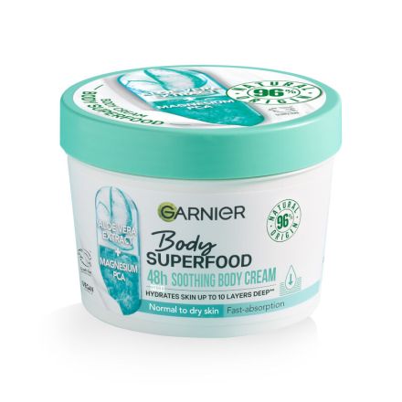 GARNIER BODY SUPERFOOD Aloe Vera Magnesium Крем за тяло за нормална до суха кожа, 380 мл