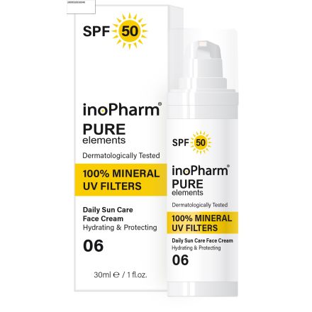 INOPHARM PURE ELEMENTS Слънцезащитен крем за лице SPF50, 30мл.