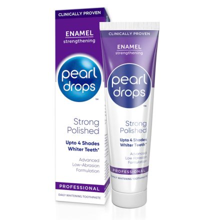 PEARL DROPS STRONG POLISHED Избелваща паста за зъби с перлит за укрепване на емайла, 75мл
