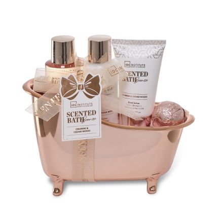 IDC INSTITUTE SCENTED BATHTUB BRONZE Комплект Душ гел, 100 мл + Лосион за тяло, 100 мл + Лосион за ръце, 80 мл + Бомбички за вана, 30 г