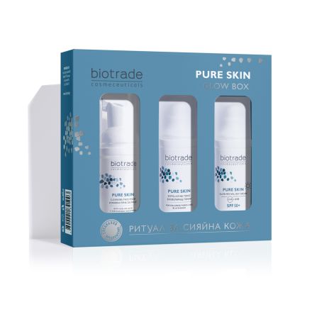 BIOTRADE PURE SKIN Комплект за сияйна кожа измивна пяна, 20мл+ексфолиант тоник, 20мл+дневен крем SPF50+ 20мл.