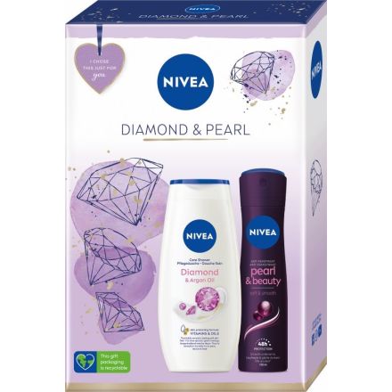 NIVEA DIAMOND & PEARL Комплект Део спрей, 150 мл + Душ гел, 250 мл