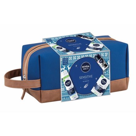 NIVEA MEN SENSITIVE Комплект Гел за бръснене, 200 мл + Балсам за след бръснене, 100 мл + Рол он, 50 мл + чанта