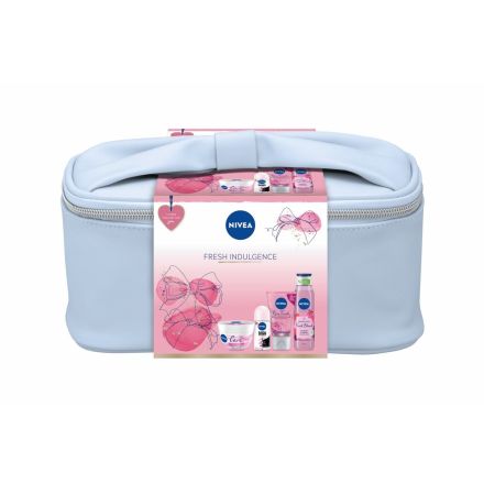 NIVEA FRESH INDULGENCE Комплект Подхранващ крем, 200 мл + Душ гел, 300 мл + Рол он, 50 мл + Измивен гел, 150 мл + чанта