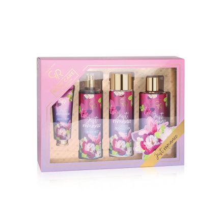 GOLDEN ROSE JUST ROMANCE Подаръчен комплект Крем за ръце, 50 мл + Боди мист, 200 мл + Лосион, 250 мл + Душ гел, 350 мл 