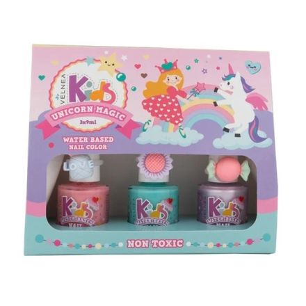 VELNEA KIDS Сет лак за нокти еднорог, 3х9 мл.