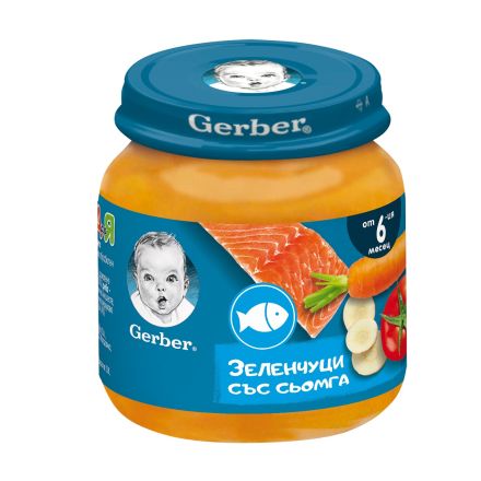 GERBER Пюре Зеленчуци със сьомга  6+месеца, 125 г