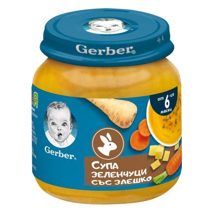 GERBER ПюрGERBER Моето първо пюре Супа зеленчуци със заешко месо 6+месеца , 125 г