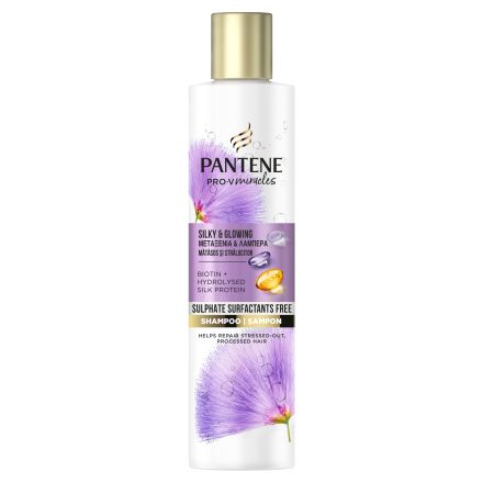 PANTENE SILKY & GLOWING Безсулфатен шампоан, 225мл