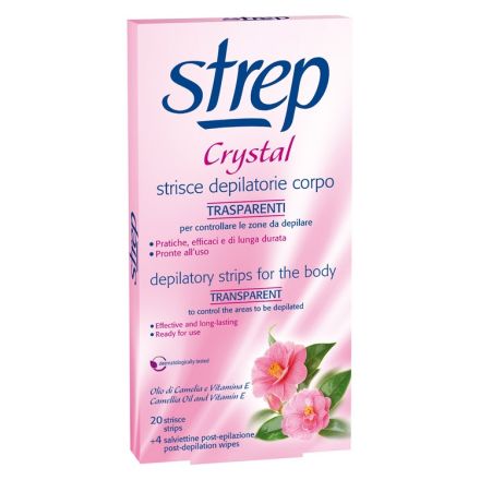STREP CRYSTAL Ленти за депилация за тяло CAMELLIA OIL AND VITAMIN E, 20 бр.