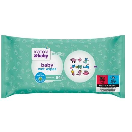 MAMMA&BABY Мокри кърпички сензитив, 64бр.
