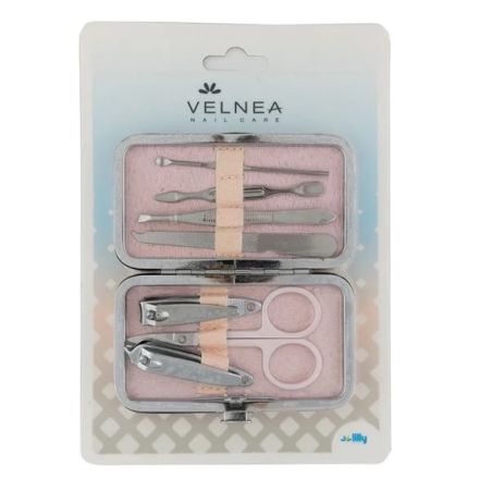 VELNEA NAIL CARE Сет за маникюр розов 7 части