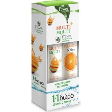 POWER OF NATURE Мулти+Мулти 24 табл.+ Витамин С 500мг. 20 табл с медицинска стевия