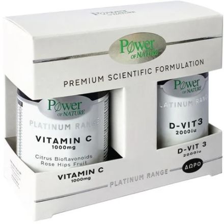 POWER OF NATURE PLATINUM Витамин С 1000мг ,30 табл.+ Витамин Д3, 20 табл.