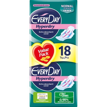 EVERYDAY HYPERDRY Дамски превръзки Normal, 18 бр.