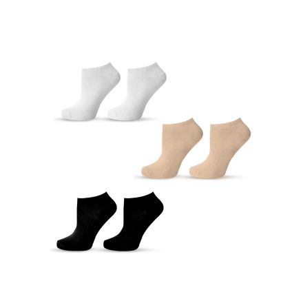 HAPPY FOOTTOPIA Чорапи памук no show бял, бежов, черен 39-42, 3бр. 