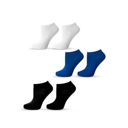 HAPPY FOOTTOPIA Чорапи памук no show бял, т.син, черен 43-46, 3бр.