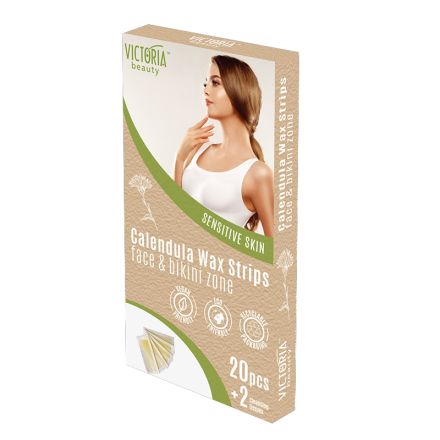 VICTORIA BEAUTY VEGAN Депилиращи ленти за лице и бикини зона с невен,  20 бр.