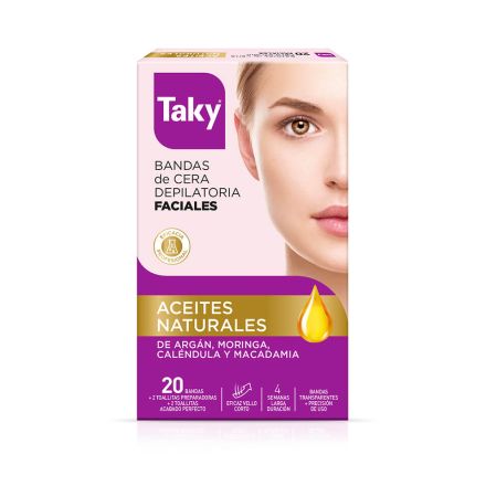 TAKY NATURAL OILS Депилиращи ленти за лице, 20 бр.