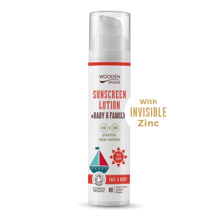 WOODEN SPOON Натурален слънцезащитен лосион Baby & Family SPF50 - invisible zinc, 100 мл