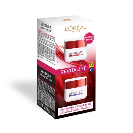 L'OREAL PARIS REVITALIFT Дуо пакет дневен крем за лице, 50мл + нощен крем за лице, 50мл