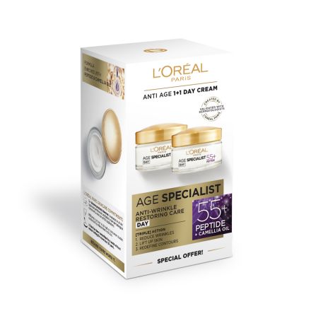 L'OREAL PARIS AGE SPEC 55+ Комплект дневен крем за лице 2 бр, 50мл.