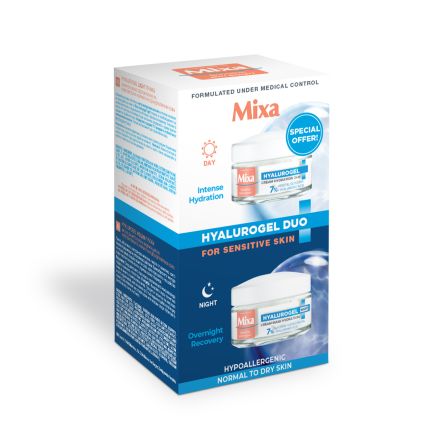 MIXA HYALOGEL Комплетк  дневен крем за лице, 50мл+ нощен крем за лице, 50мл