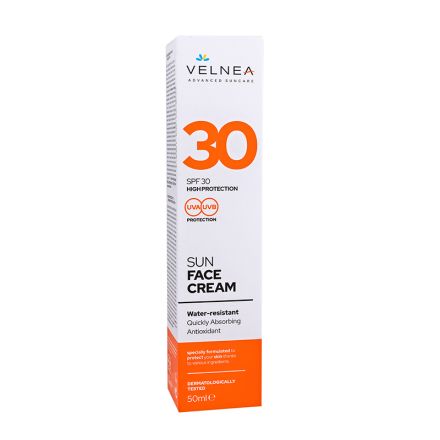 VELNEA SUN CARE Слънцезащитен крем за лице SPF 30, 50 мл