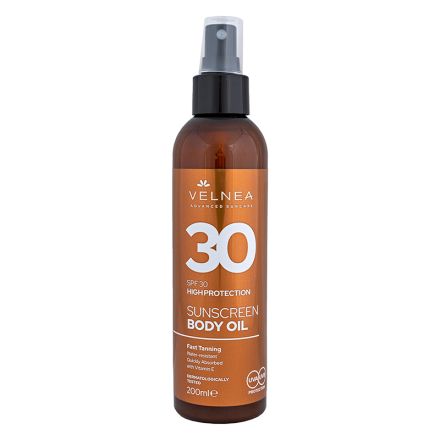 VELNEA SUN CARE Слънцезащитно олио за тяло SPF 30, 200 мл