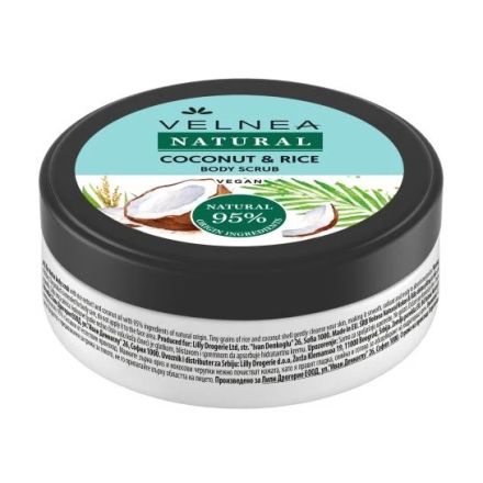 VELNEA NATURAL Скраб за тяло кокос и ориз, 200 мл