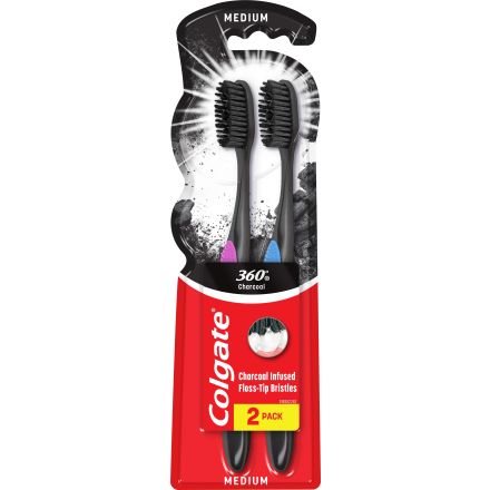 COLGATE 360 BLACK Четка за зъби, 1+ 1 бр