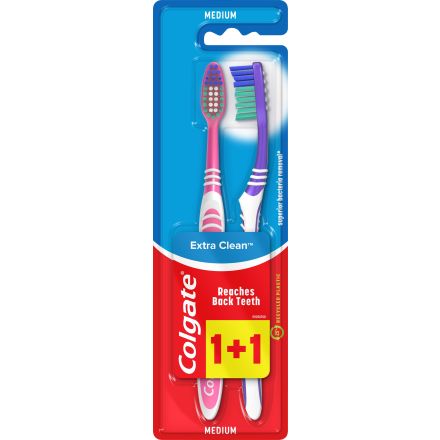 COLGATE EXTRA CLEAN Четка за зъби, 1+1бр