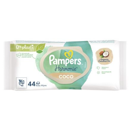 PAMPERS HARMONIE Мокри кърпички кокос, 44 бр.