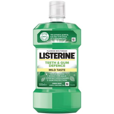 LISTERINE TEETH&GUM DEFENCE - MILD TASTE Вода за уста, 500 мл. 