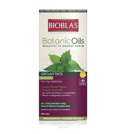 BIOBLAS Шампоан с масло от коприва за тънка и слаба коса, 360мл