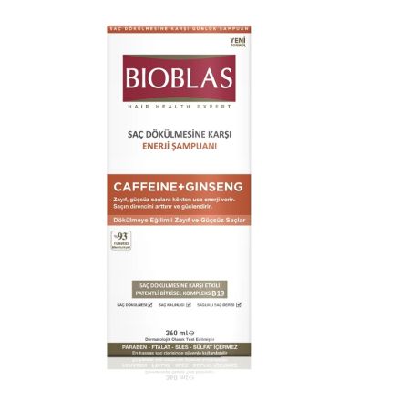 BIOBLAS Шампоан с кофеин и женшен енергизиращ, 360мл