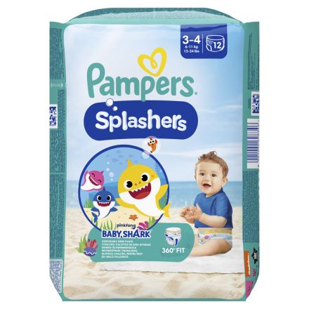 PAMPERS SPLASHERS BABY SHARK Пелени-гащички за плуване р-р 3, 12 бр  