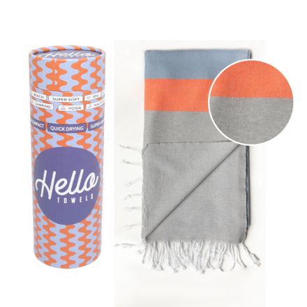 HELLO TOWELS Памучна кърпа Neon синьо / сиво, в подаръчна кутия